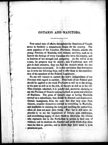 Cover for Ontario and Manitoba