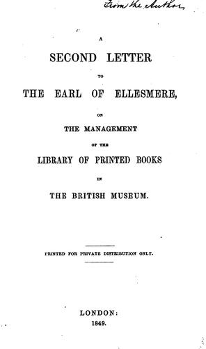 Cover for A second letter to the Earl of Ellesmere