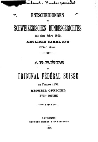 Cover for Entscheidungen des Schweizerischen Bundesgerichtes