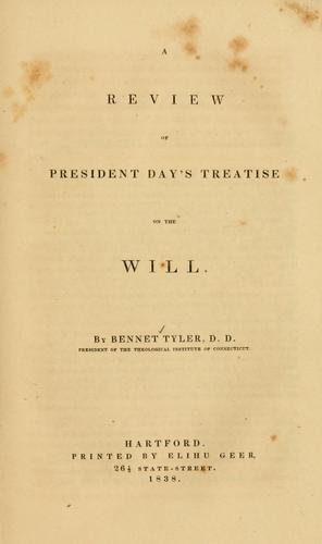 Cover for review of President Day's Treatise on the will.