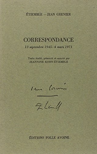 Cover for Correspondance