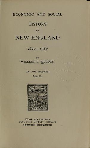 Cover for Economic and social history of New England, 1620-1789
