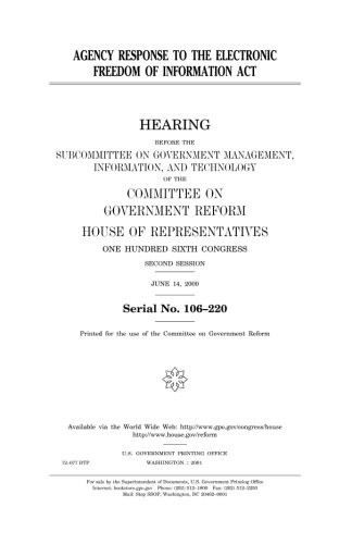 Cover for Agency response to the Electronic Freedom of Information Act