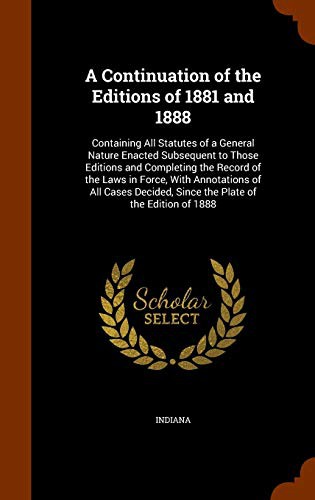 Cover for A Continuation of the Editions of 1881 and 1888