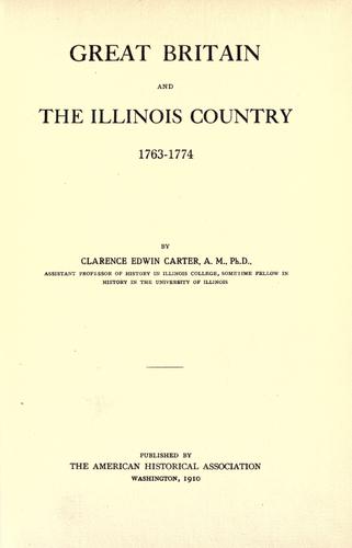 Cover for Great Britain and the Illinois country, 1763-1774