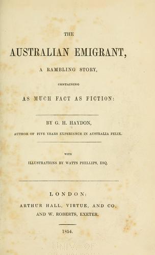 Cover for The Australian emigrant