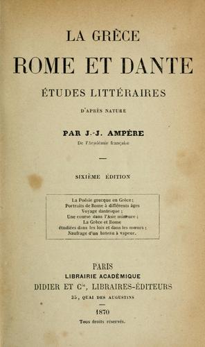 Cover for La Grèce, Rome et Dante