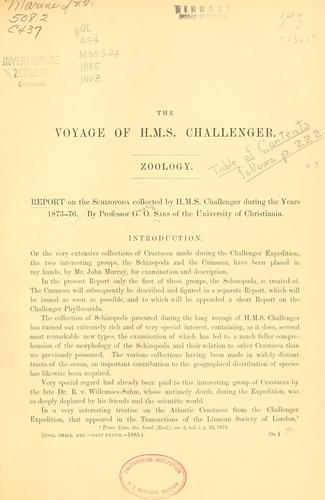 Cover for Report on the S̲c̲h̲i̲z̲o̲p̲o̲d̲a̲ collected by H.M.S. Challenger during the years 1873-76.