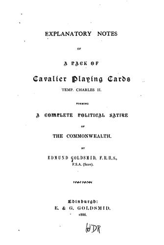 Cover for Explanatory notes of a pack of Cavalier playing cards, temp. Charles II.