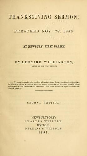 Cover for Thanksgiving sermon preached Nov. 28, 1850 at Newbury, First Parish