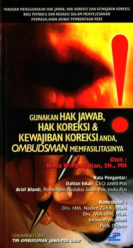 Cover for Gunakan hak jawab, hak koreksi & kewajiban koreksi anda, ombudsman memfasilitasinya