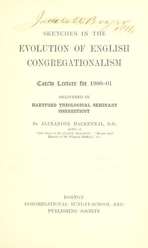 Cover for Sketches in the evolution of English Congregationalism