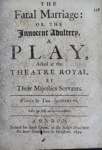 Cover for The fatal marriage, or, The innocent adultery
