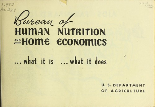 Cover for Bureau of Human Nutrition and Home Economics