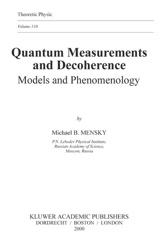 Cover for Quantum measurements and decoherence