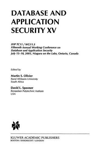 Cover for Database and Application Security XV