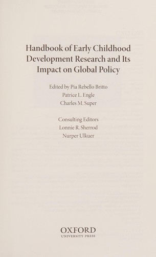Cover for Handbook of early childhood development research and its impact on global policy