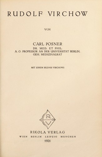 Cover for Rudolf Virchow