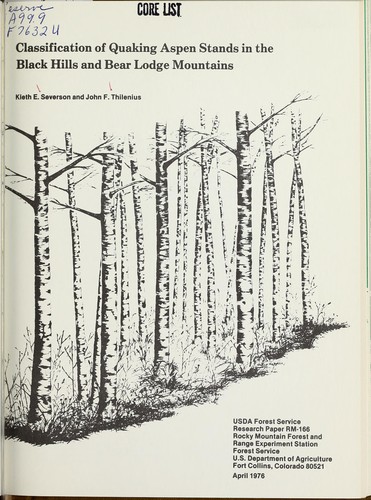 Cover for Classification of quaking aspen stands in the Black Hills and Bear Lodge Mountains