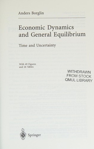 Cover for Economic dynamics and general equilibrium