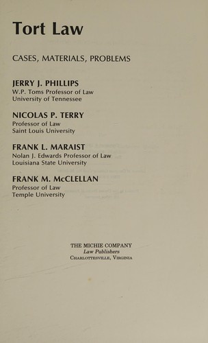 Cover for Tort law