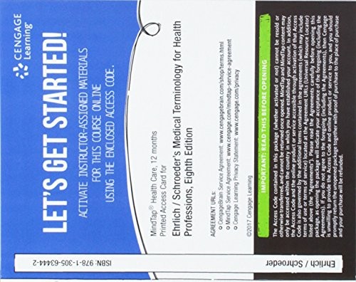 Cover for MindTap Medical Terminology, 2 term  Printed Access Card for Ehrlich/Schroeder/Ehrlich/Schroeder's Medical Terminology for Health Professions, 8th