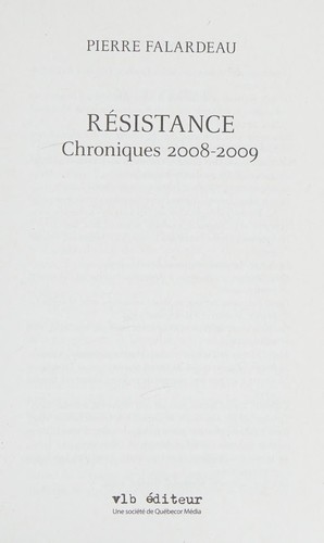 Cover for Résistance