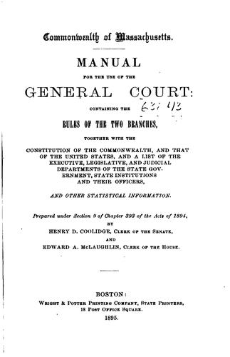 Cover for A Manual for the Use of the General Court