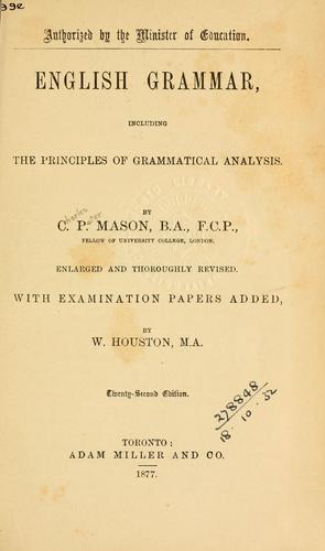 Cover for English grammar, including the principles of grammatical analysis, enlarged and thoroughly revised.