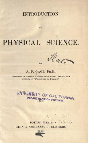 Cover for Introduction to physical science