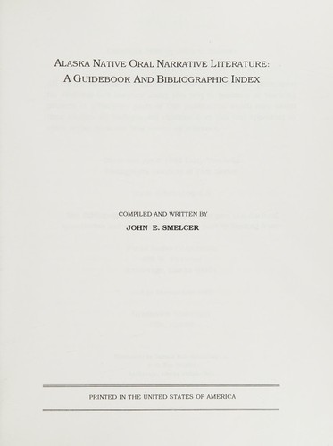 Cover for Alaska Native Oral Narrative Literature