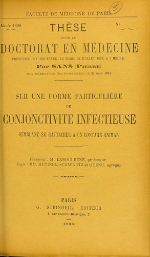 Cover for Sur une forme particulière de conjonctivite infectieuse semblant se rattacher a un contage animal