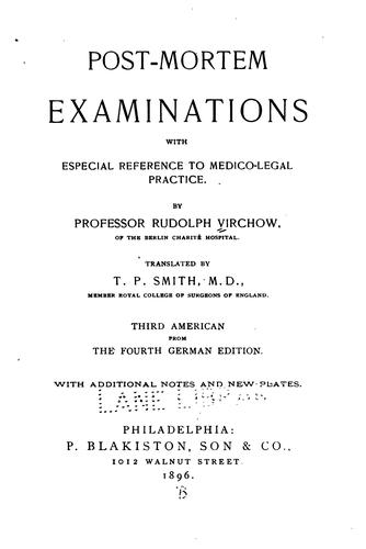 Cover for Post-mortem examinations: With Especial Reference to Medico-legal Practice