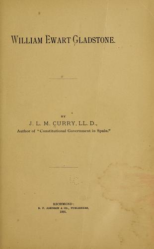 Cover for William Ewart Gladstone.