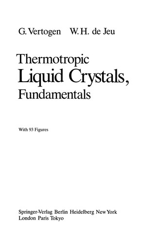 Cover for Thermotropic Liquid Crystals, Fundamentals