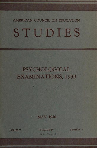 Cover for Psychological examinations, 1939