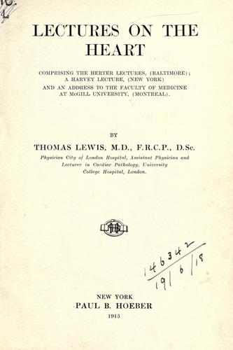 Cover for Lectures on the heart, comprising the Herter lectures, (Baltimore)