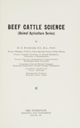 Cover for Beef cattle science.