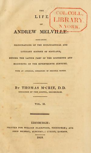 Cover for The life of Andrew Melville