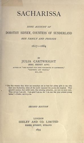 Cover for Sacharissa