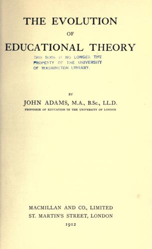 Cover for The evolution of educational theory