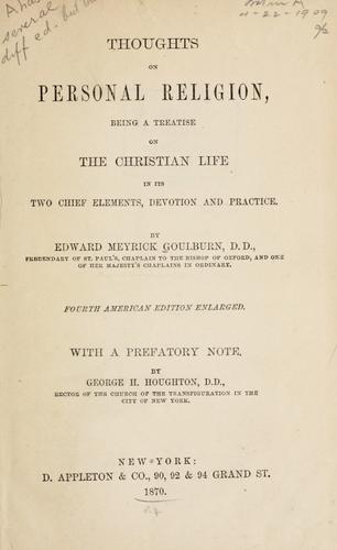 Cover for Thoughts on personal religion