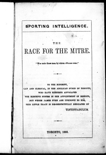 Cover for The race for the mitre