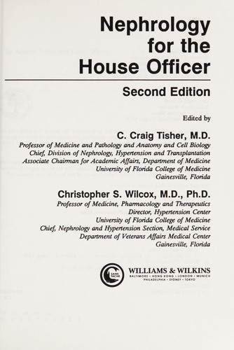 Cover for Nephrology for the house officer