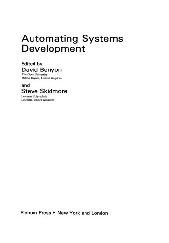 Cover for Automating Systems Development