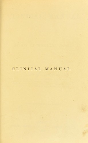 Cover for Clinical manual for the study of medical cases