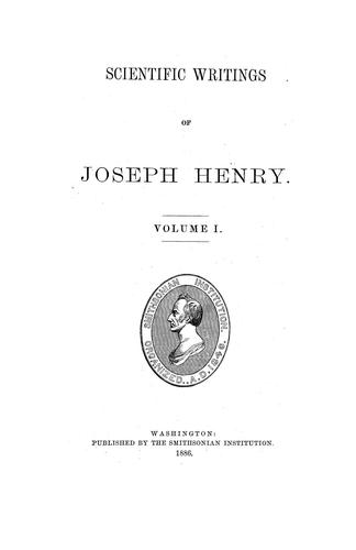 Cover for Scientific writings of Joseph Henry ...