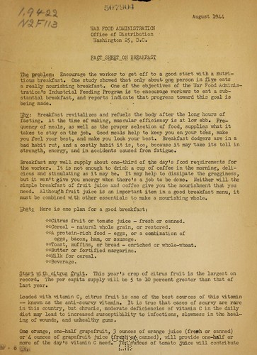 Cover for Fact sheet on breakfast