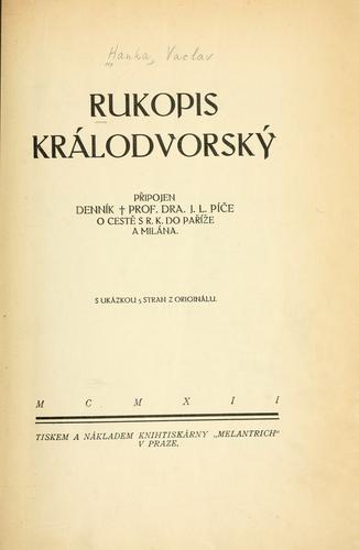 Cover for Rukopis Králodvorský.