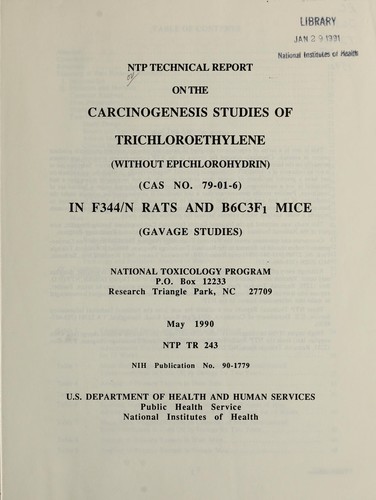 Cover for NTP technical report on the carcinogenesis studies of trichloroethylene (without epichlorohydrin) (CAS no. 79-01-6) in F344/N rats and B6C3F1 mice